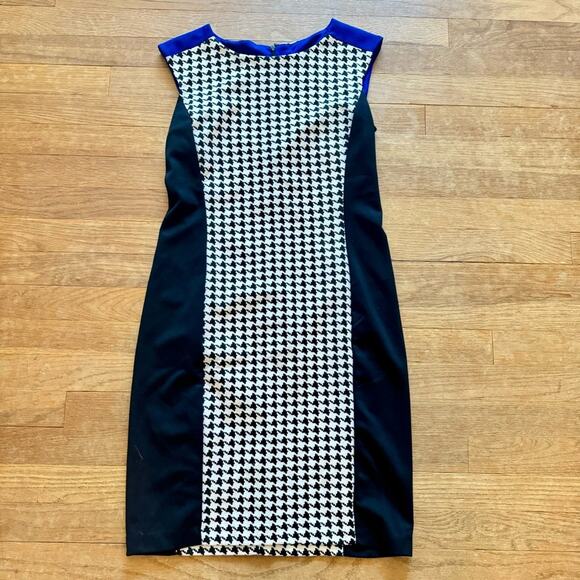 Spence black white houndstooth sleeveless knee length sheath dress size 4
 b32 - Picture 1 of 4